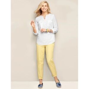 TALBOTS‎ 10 Weekend Chino Pants Cotton Blend Yellow Flat Front Tapered Leg